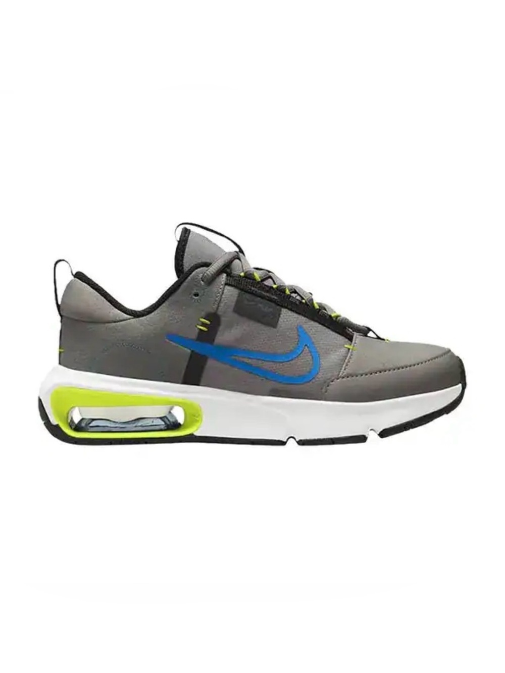 Nike Women’s Gray Sneaker with Blue Swoosh and Neon Yellow Accents